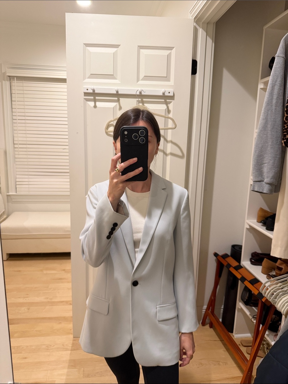 Theory Baby Blue Womens Single-Button Blazer